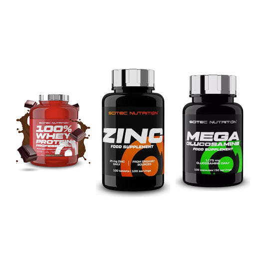 Regenerations-Set: Scitec 100% + Scitec Zinc + Scitec Mega – alle enthaltenen Artikel