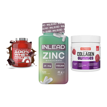 Regenerations-Set: Scitec 100% + INLEAD Zink + Nutrend Collage – alle enthaltenen Artikel