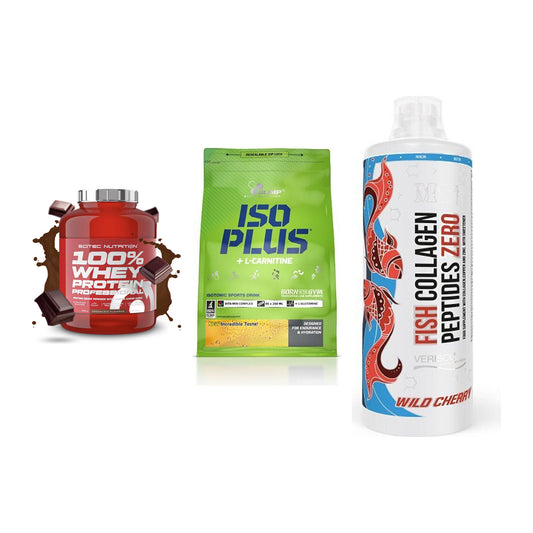 Regenerations-Set: Scitec 100% + Olimp Iso Plus + MST Fish – alle enthaltenen Artikel
