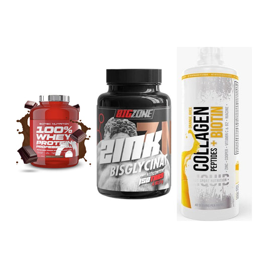 Regenerations-Set: Scitec 100% + Big Zone Zink + MST Collagen – alle enthaltenen Artikel