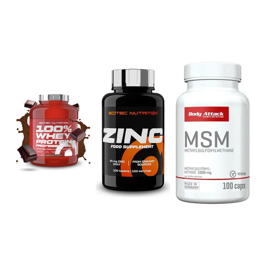 Regenerations-Set: Scitec 100% + Scitec Zinc + Body Attack MSM – alle enthaltenen Artikel