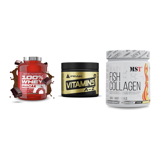 Regenerations-Set: Scitec 100% + Peak Vitamin + MST Beauty Fish – alle enthaltenen Artikel