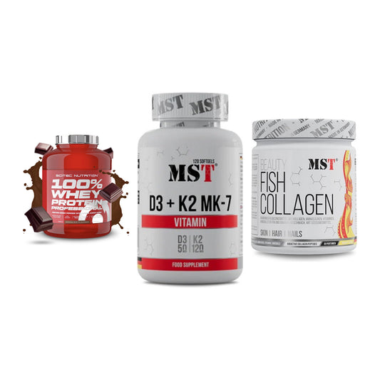 Regenerations-Set: Scitec 100% + MST Vitamin D3 + MST Beauty Fish – alle enthaltenen Artikel