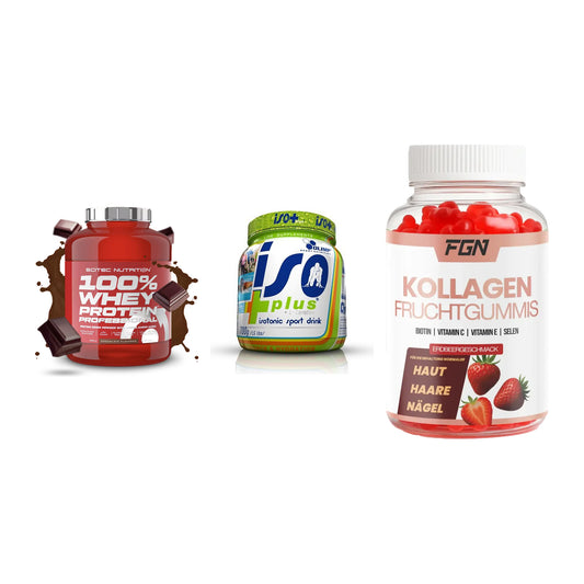 Regenerations-Set: Scitec 100% + Olimp Iso Plus + FGN Kollagen 60 – alle enthaltenen Artikel