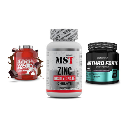 Regenerations-Set: Scitec 100% + MST Zinc + BioTech Arthro – alle enthaltenen Artikel