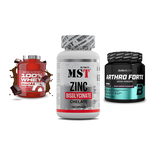 Regenerations-Set: Scitec 100% + MST Zinc + BioTech Arthro – alle enthaltenen Artikel