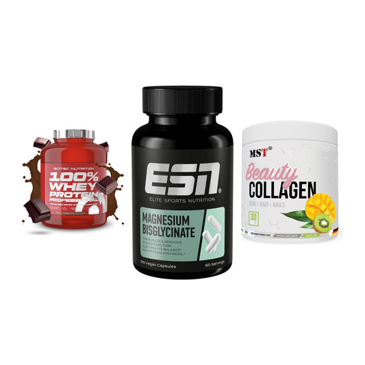 Regenerations-Set: Scitec 100% + ESN Magnesium + MST Beauty – alle enthaltenen Artikel