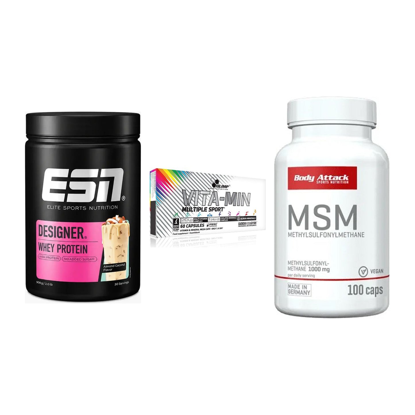 Regenerations-Set: ESN Designer + Olimp Vita-Min + Body Attack MSM – alle enthaltenen Artikel