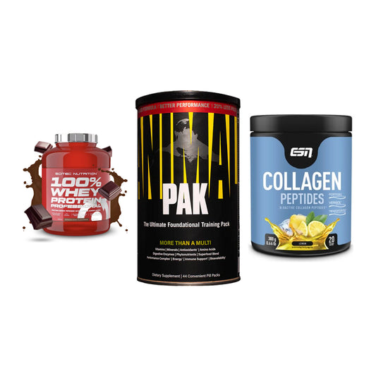 Regenerations-Set: Scitec 100% + Universal + ESN Collagen – alle enthaltenen Artikel