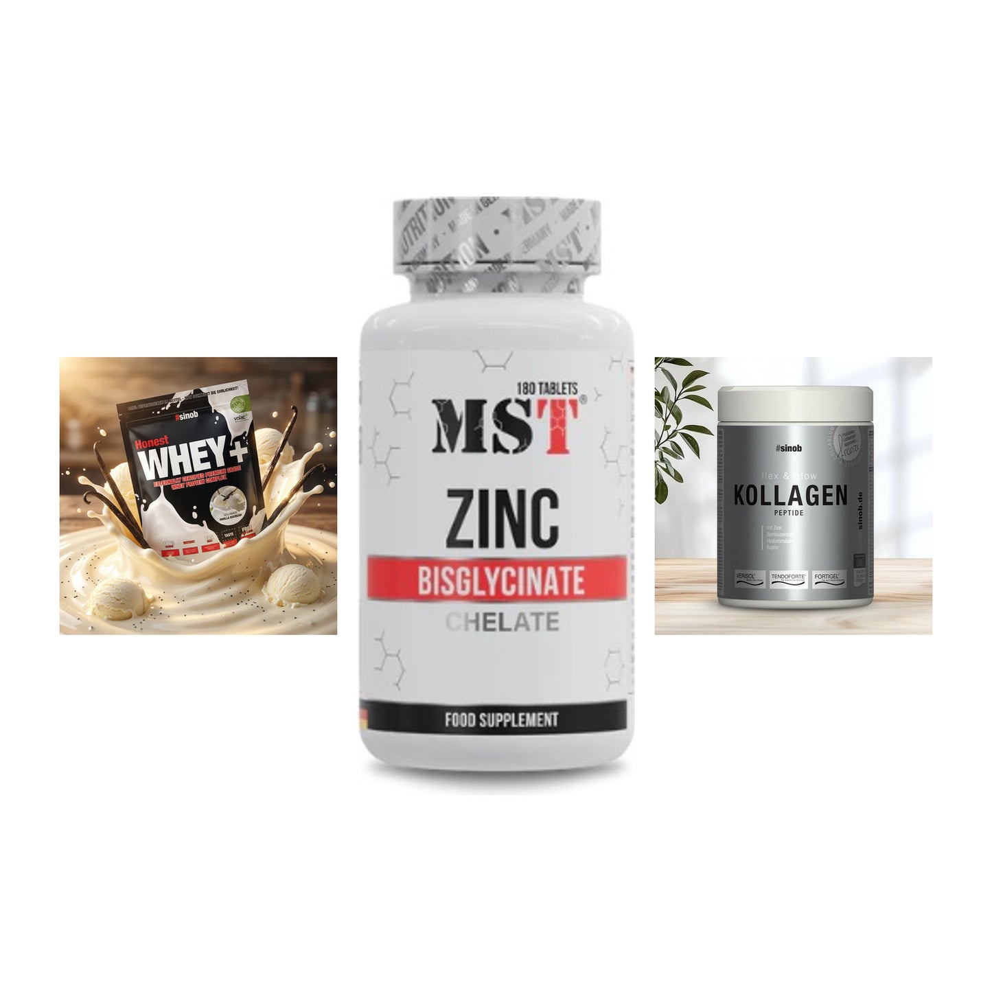 Regenerations-Set: Sinob Honest + MST Zinc + Sinob Kollagen – alle enthaltenen Artikel