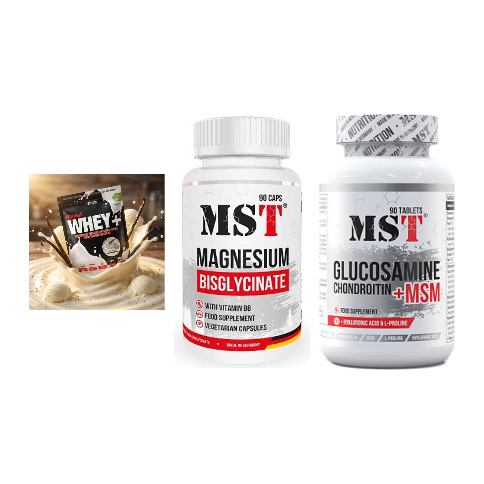 Regenerations-Set: Sinob Honest + MST Magnesium + MST Glucosamine – alle enthaltenen Artikel