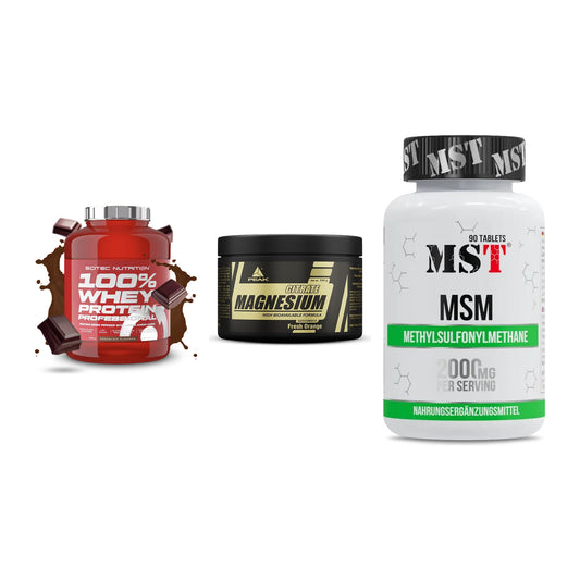 Regenerations-Set: Scitec 100% + Peak Magnesium + MST MSM 2000 / – alle enthaltenen Artikel