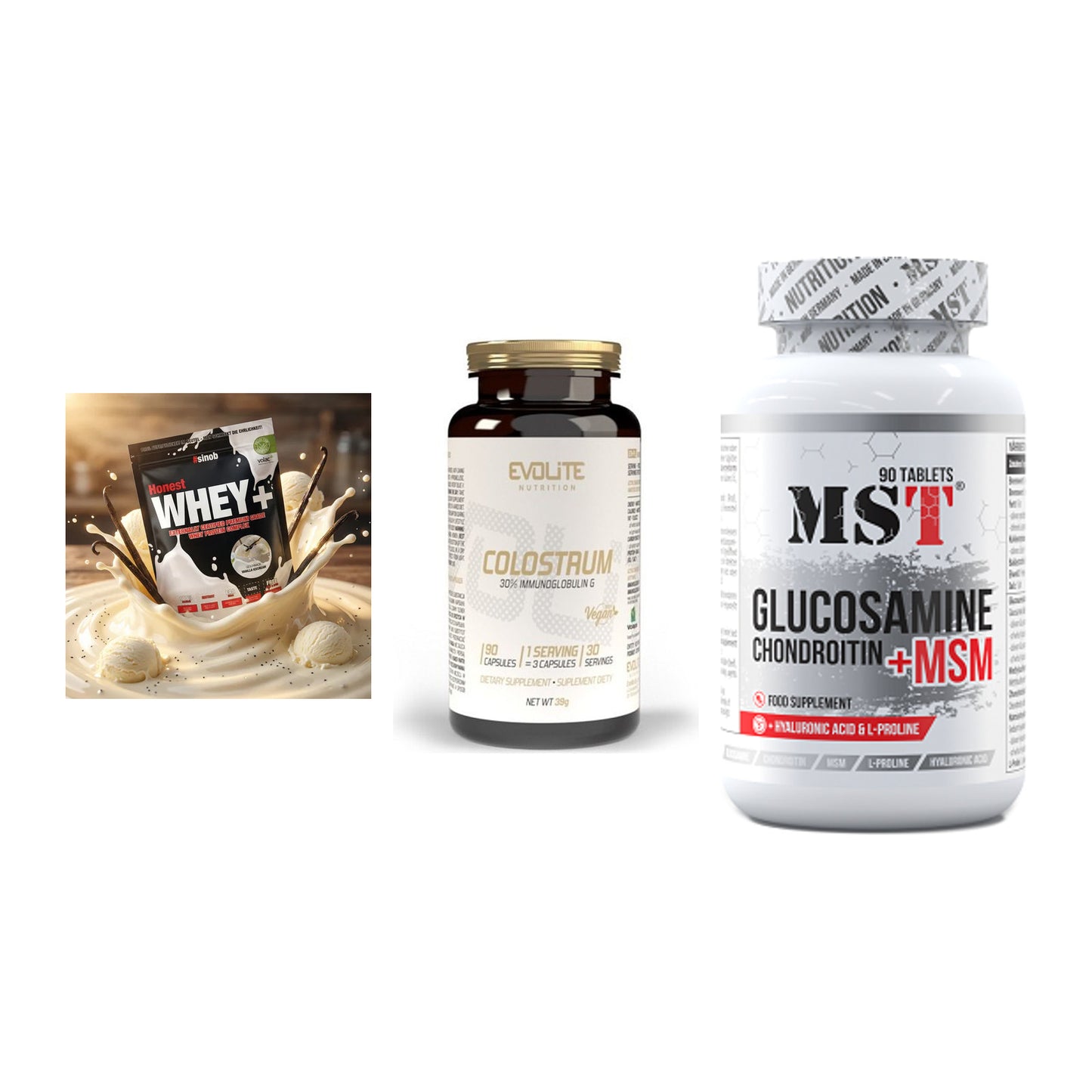Regenerations-Set: Sinob Honest + Evolite Nutriti + MST Glucosamine – alle enthaltenen Artikel