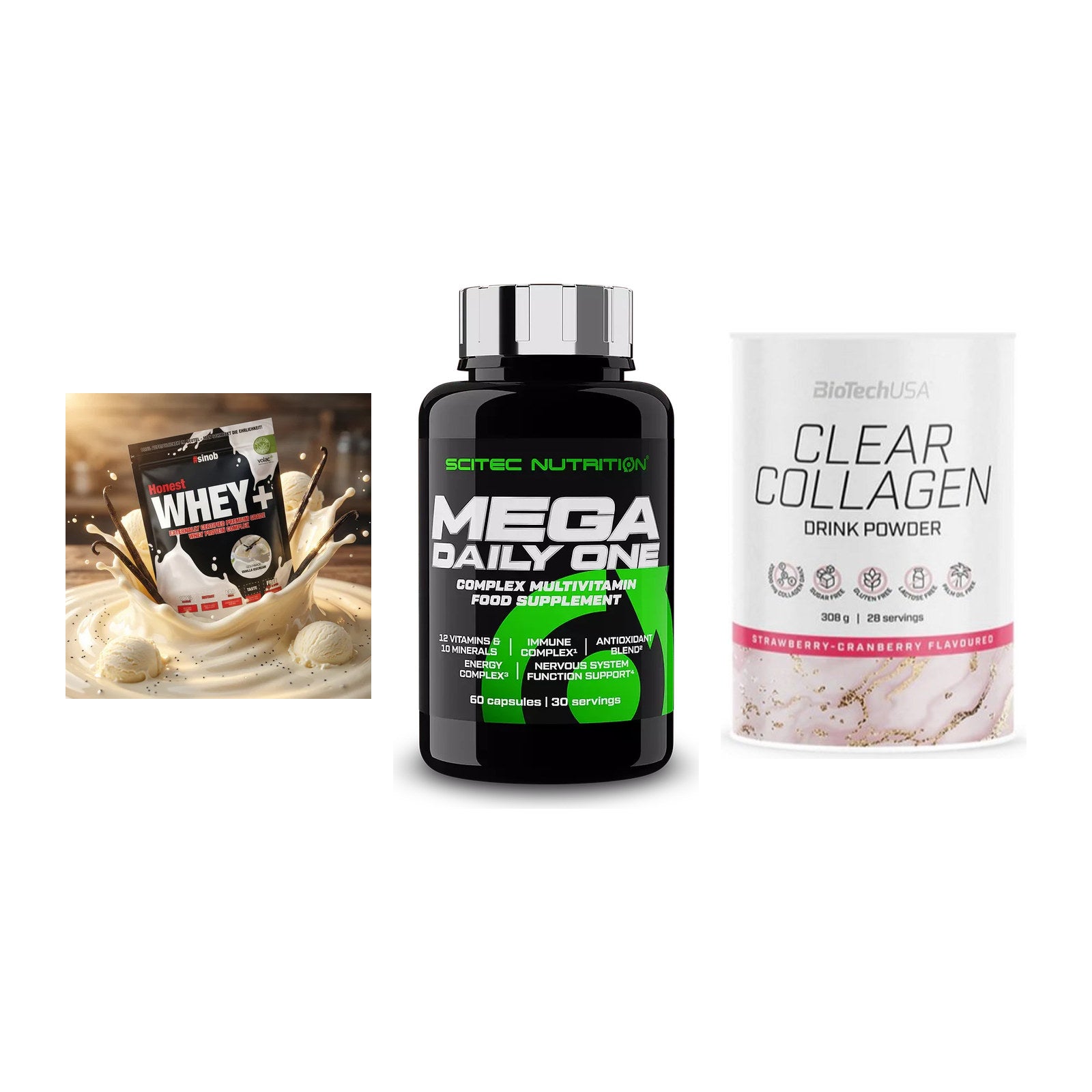 Regenerations-Set: Sinob Honest + Scitec Mega + BioTech Clear – alle enthaltenen Artikel