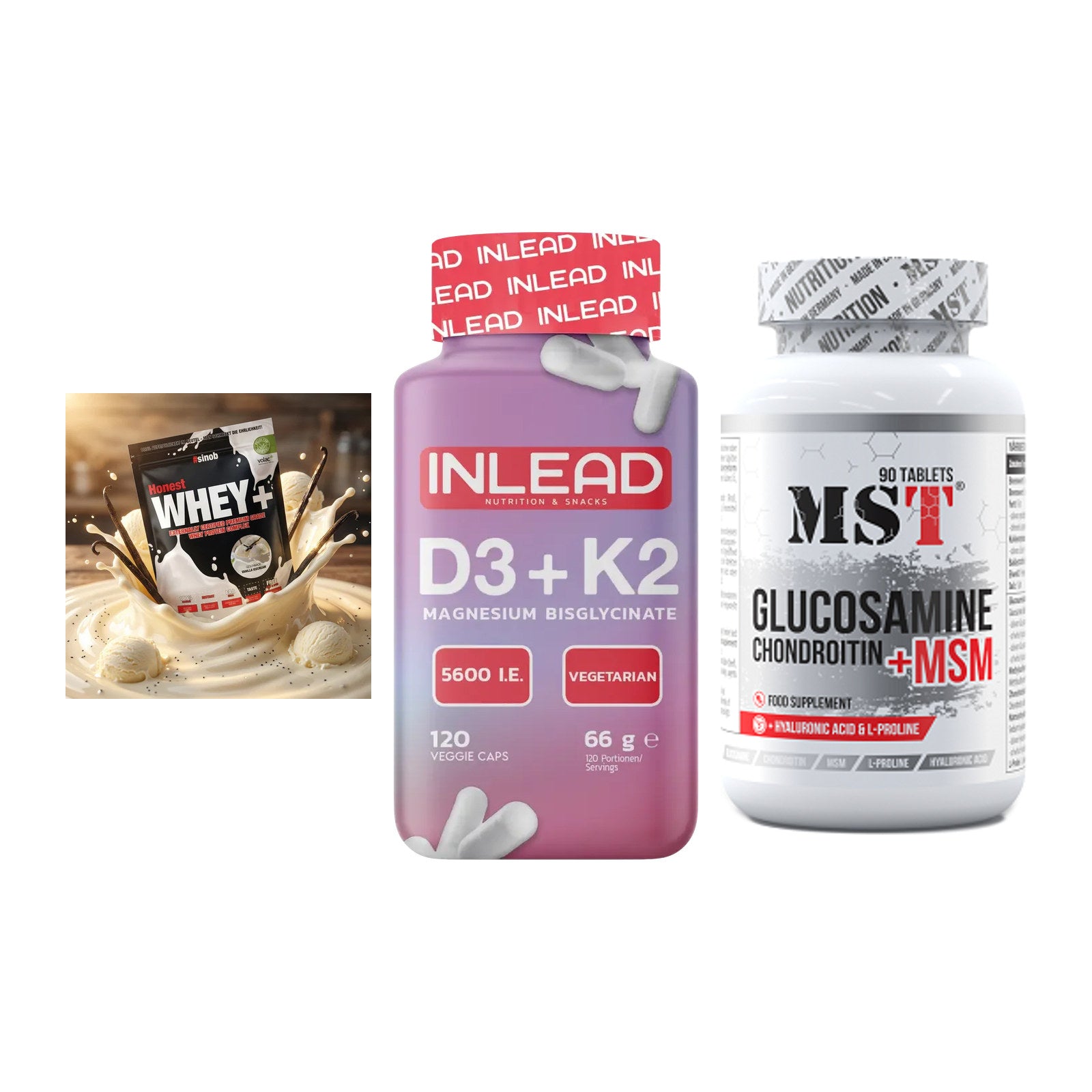 Regenerations-Set: Sinob Honest + INLEAD Vitamin + MST Glucosamine – alle enthaltenen Artikel