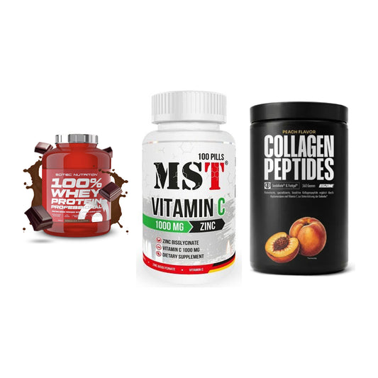Regenerations-Set: Scitec 100% + MST Vitamin C + Big Zone – alle enthaltenen Artikel