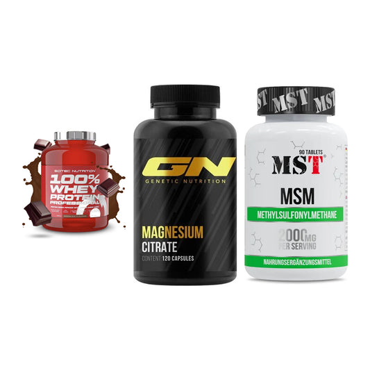 Regenerations-Set: Scitec 100% + GN Magnesium + MST MSM 2000 / – alle enthaltenen Artikel