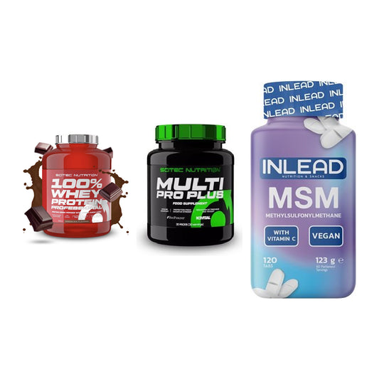 Regenerations-Set: Scitec 100% + Scitec Multi + INLEAD MSM – alle enthaltenen Artikel