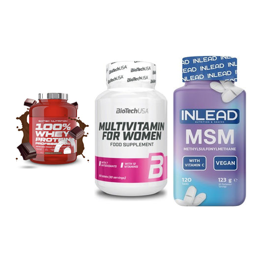 Regenerations-Set: Scitec 100% + BioTech Multivi + INLEAD MSM – alle enthaltenen Artikel