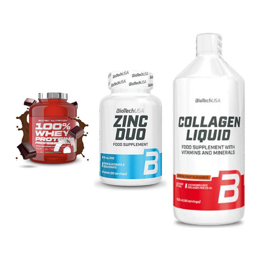 Regenerations-Set: Scitec 100% + BioTech Zinc + BioTech Collage – alle enthaltenen Artikel