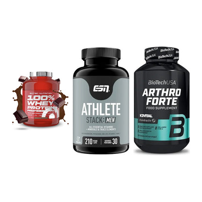 Regenerations-Set: Scitec 100% + ESN Athlete + BioTech Arthro – alle enthaltenen Artikel