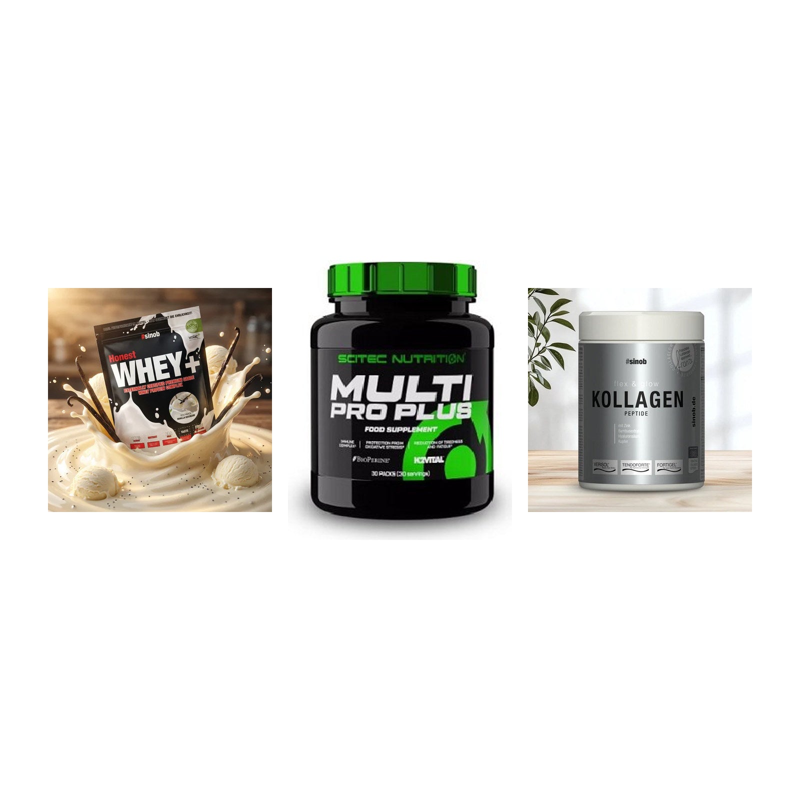 Regenerations-Set: Sinob Honest + Scitec Multi + Sinob Kollagen – alle enthaltenen Artikel