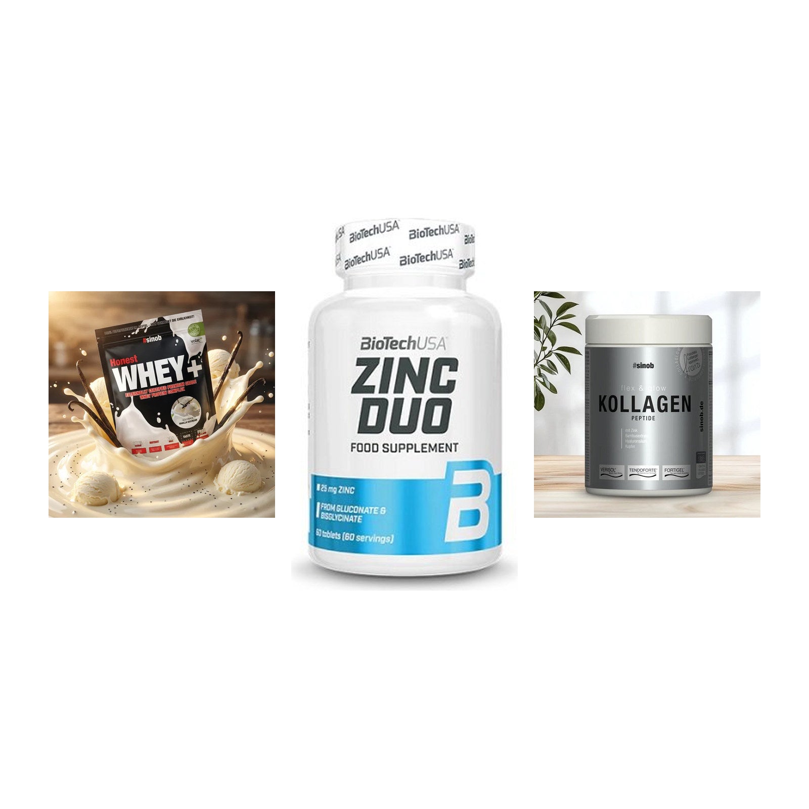 Regenerations-Set: Sinob Honest + BioTech Zinc + Sinob Kollagen – alle enthaltenen Artikel