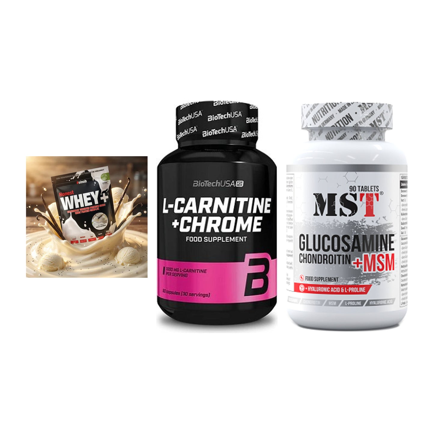 Regenerations-Set: Sinob Honest + BioTech L-Carni + MST Glucosamine – alle enthaltenen Artikel