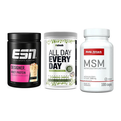 Regenerations-Set: ESN Designer + Sinob All Day + Body Attack MSM – alle enthaltenen Artikel