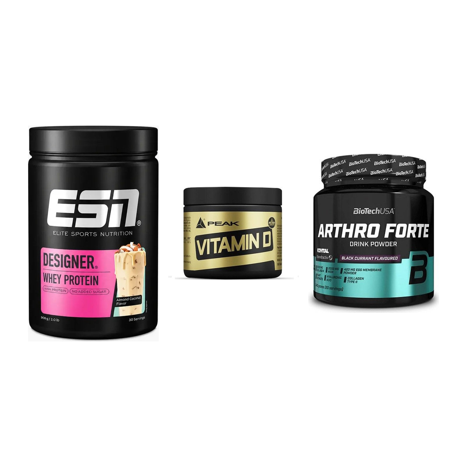 Regenerations-Set: ESN Designer + Peak Vitamin D + BioTech Arthro – alle enthaltenen Artikel