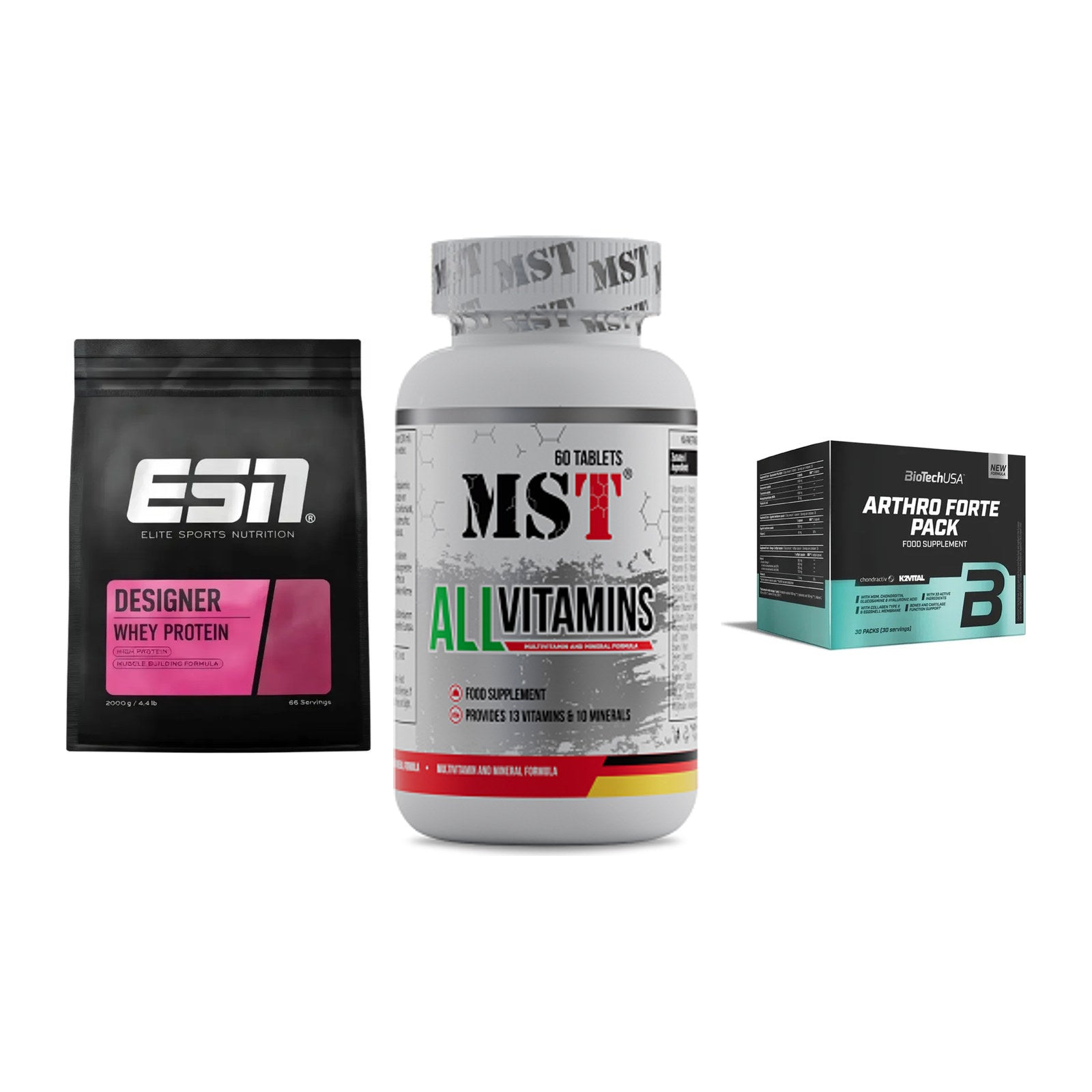 Regenerations-Set: ESN Designer + MST All Vitamin + BioTech Arthro – alle enthaltenen Artikel