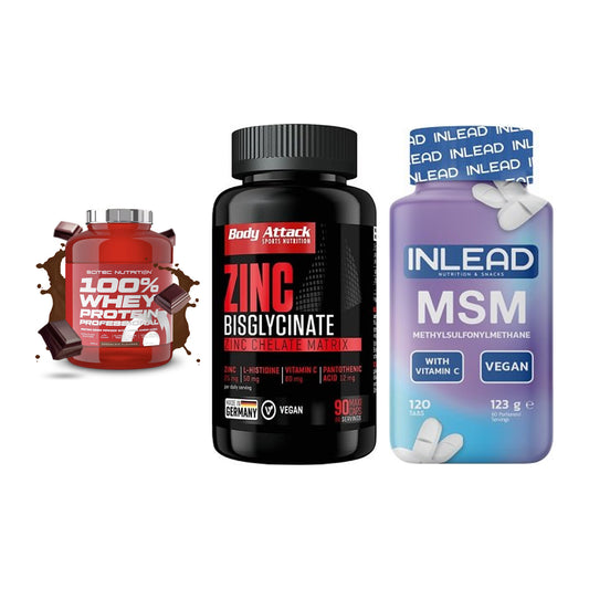 Regenerations-Set: Scitec 100% + Body Attack + INLEAD MSM – alle enthaltenen Artikel