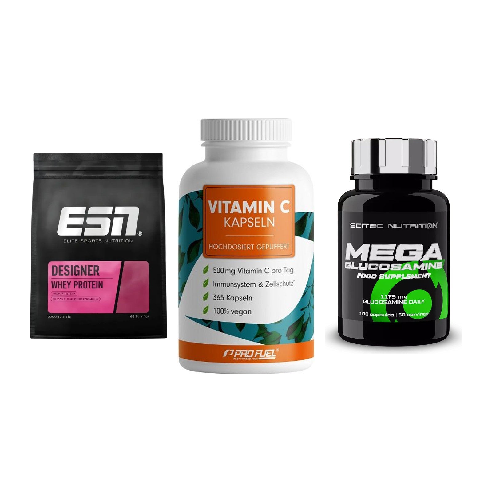 Regenerations-Set: ESN Designer + ProFuel Vitamin + Scitec Mega – alle enthaltenen Artikel