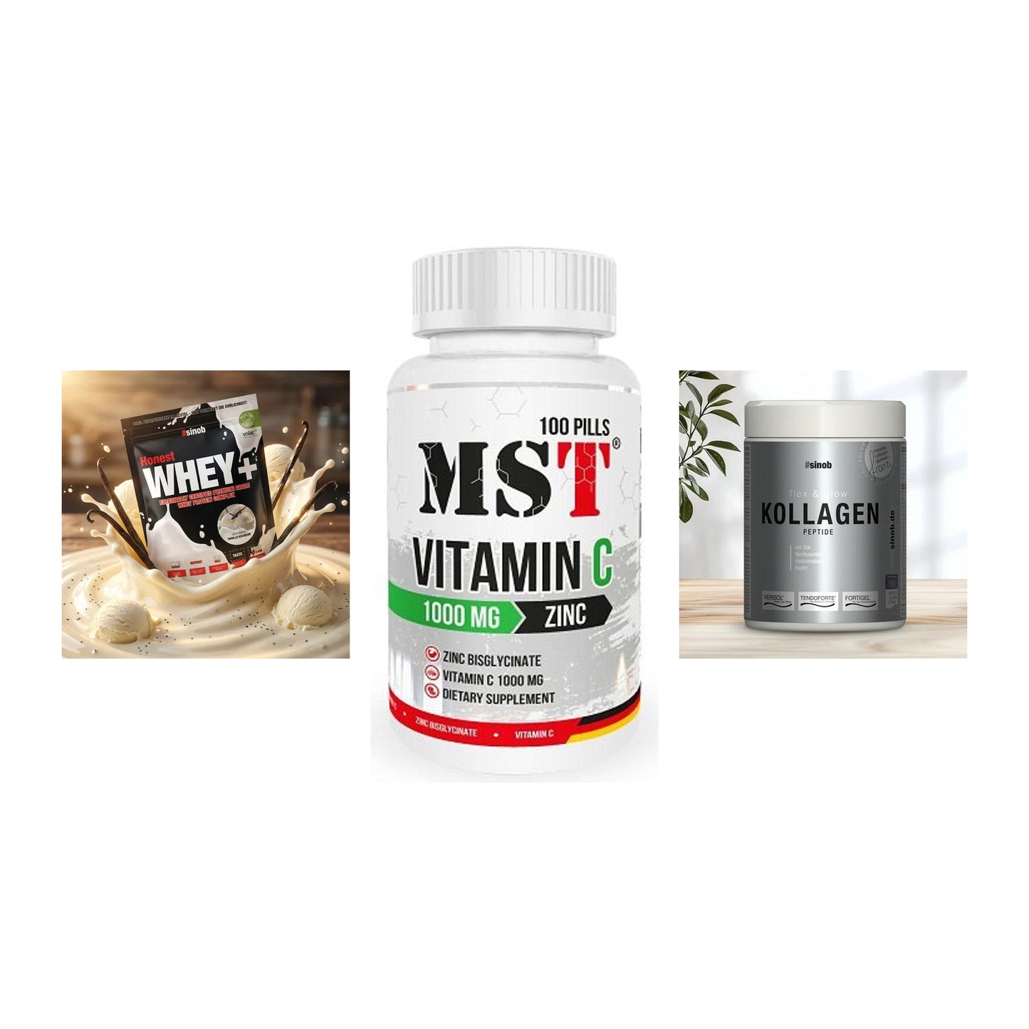 Regenerations-Set: Sinob Honest + MST Vitamin C + Sinob Kollagen – alle enthaltenen Artikel