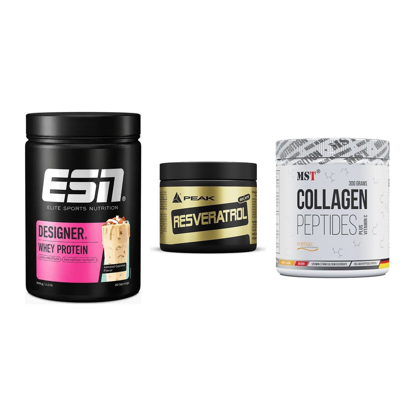 Regenerations-Set: ESN Designer + Peak Resveratro + MST Collagen – alle enthaltenen Artikel