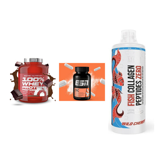 Regenerations-Set: Scitec 100% + ESN Zinc + MST Fish – alle enthaltenen Artikel
