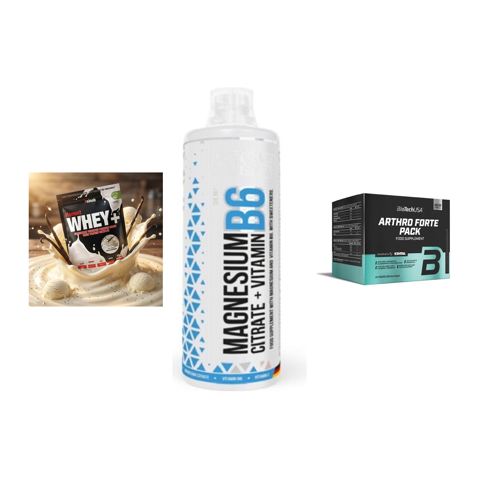 Regenerations-Set: Sinob Honest + MST Magnesium + BioTech Arthro – alle enthaltenen Artikel