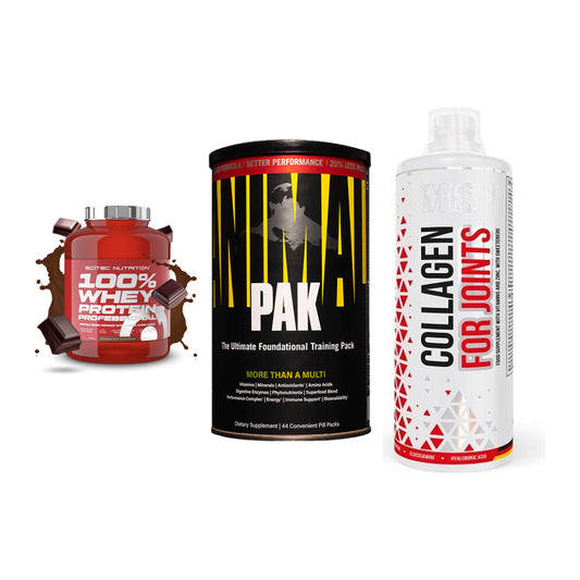 Regenerations-Set: Scitec 100% + Universal + MST Collagen – alle enthaltenen Artikel