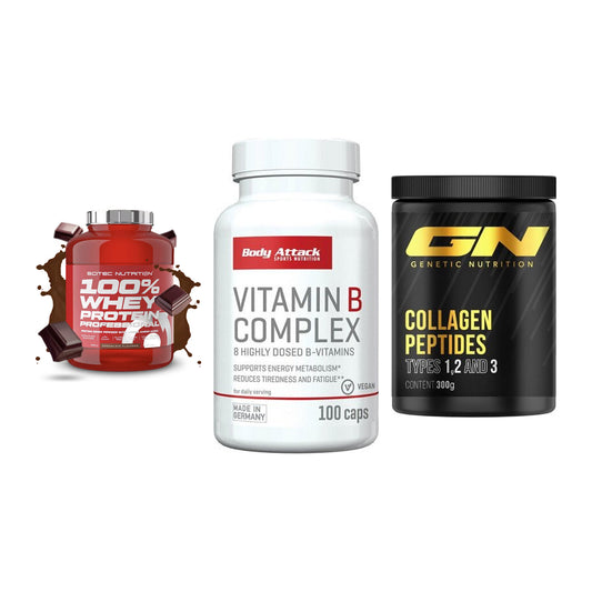 Regenerations-Set: Scitec 100% + Body Attack + GN Peptan – alle enthaltenen Artikel