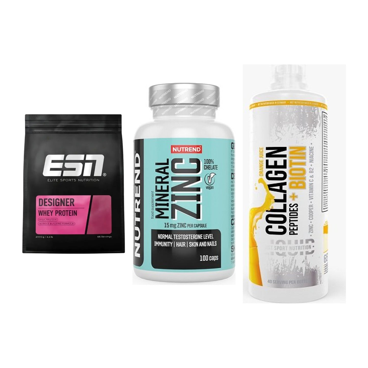 Regenerations-Set: ESN Designer + Nutrend Zinc + MST Collagen – alle enthaltenen Artikel
