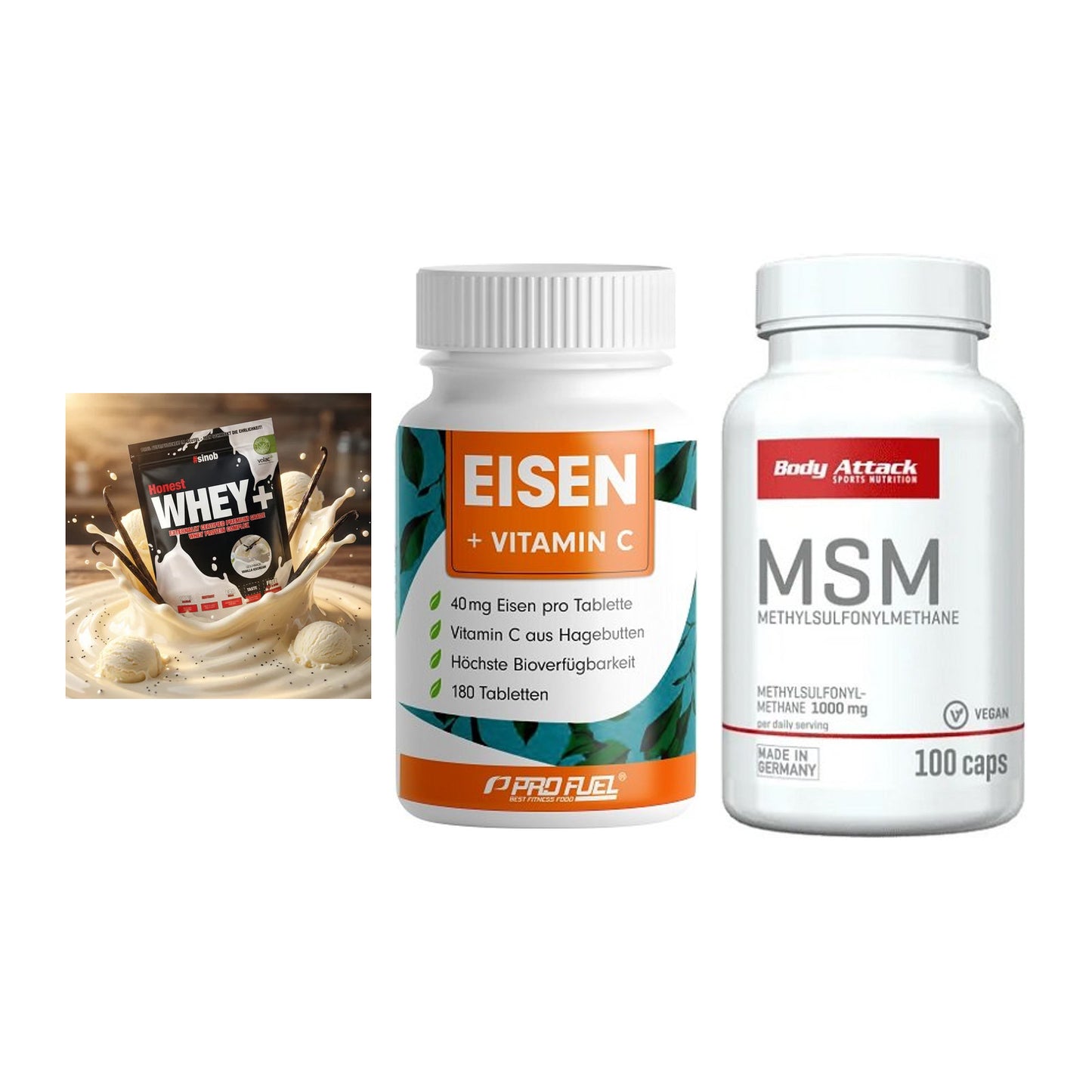Regenerations-Set: Sinob Honest + ProFuel EISEN + Body Attack MSM – alle enthaltenen Artikel