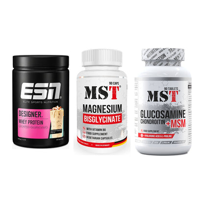 Regenerations-Set: ESN Designer + MST Magnesium + MST Glucosamine – alle enthaltenen Artikel