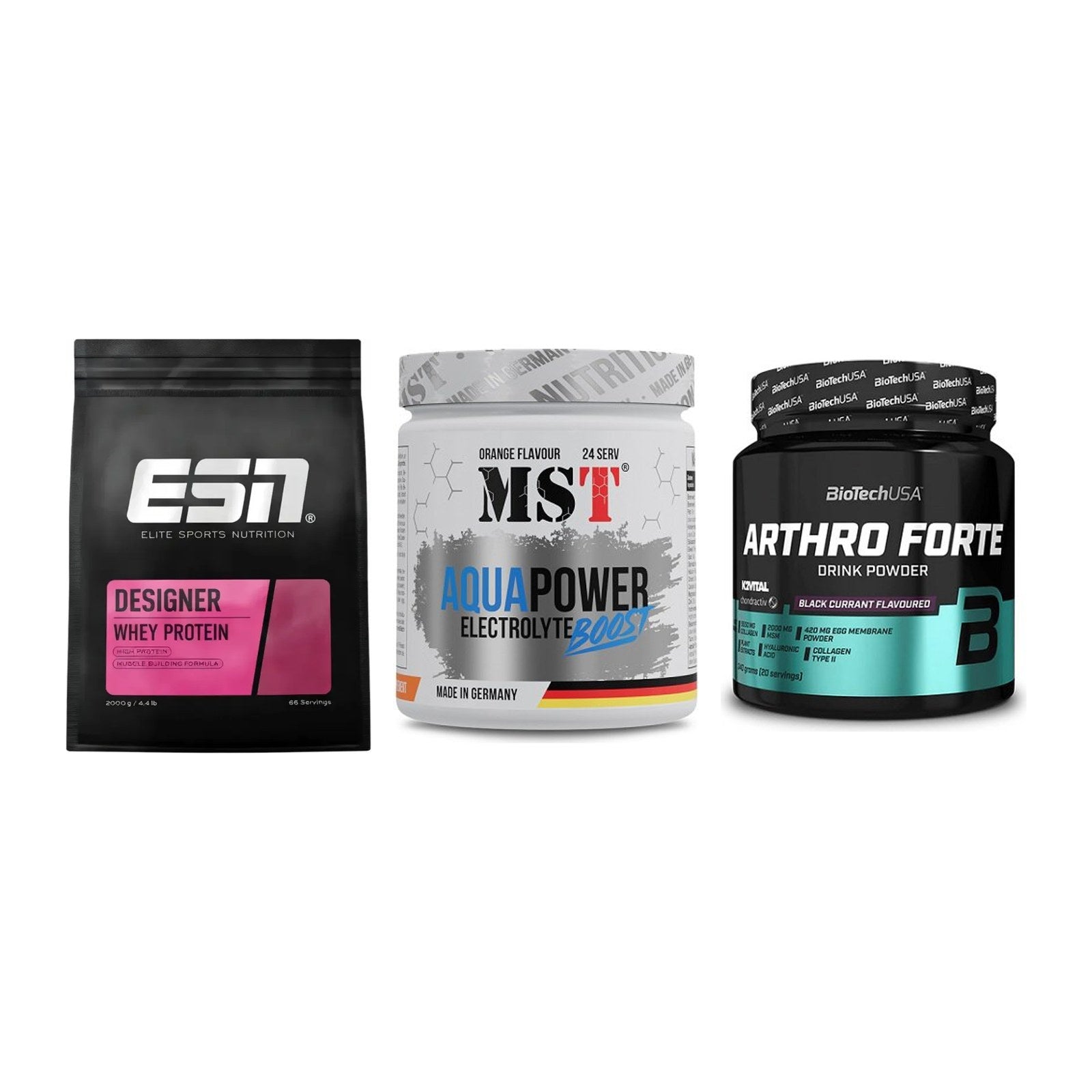 Regenerations-Set: ESN Designer + MST Aqua Power + BioTech Arthro – alle enthaltenen Artikel