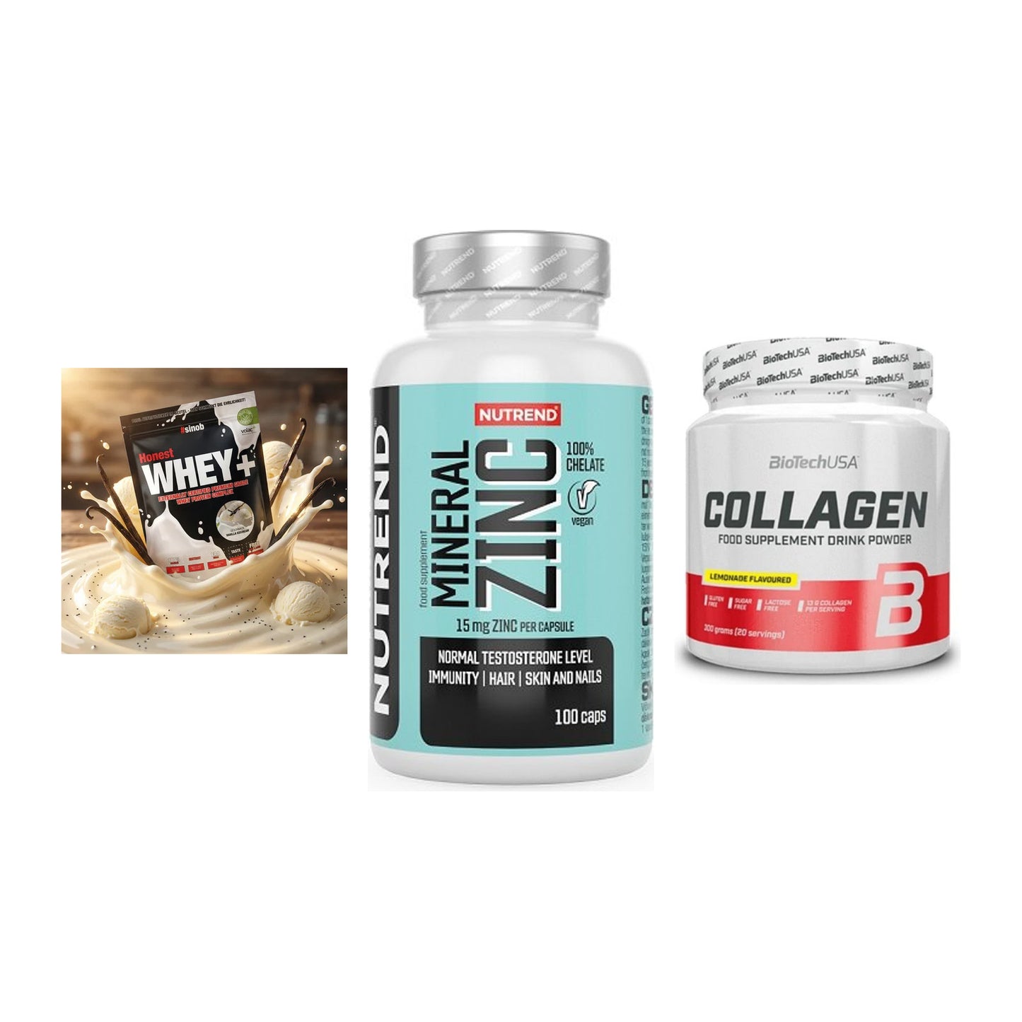 Regenerations-Set: Sinob Honest + Nutrend Zinc + BioTech Collage – alle enthaltenen Artikel
