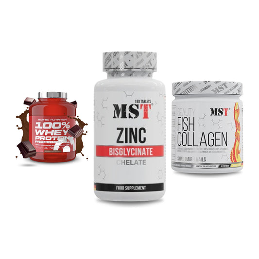 Regenerations-Set: Scitec 100% + MST Zinc + MST Beauty Fish – alle enthaltenen Artikel