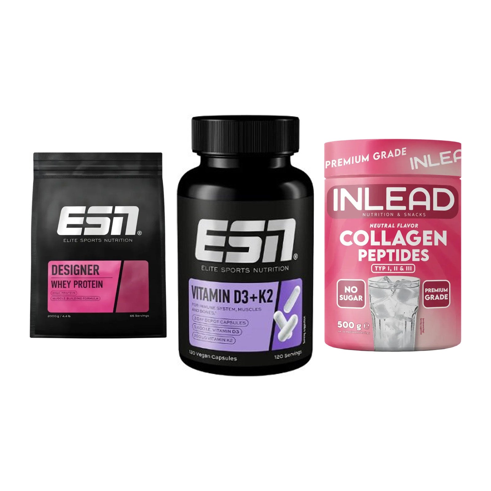 Regenerations-Set: ESN Designer + ESN Vitamin D3 + INLEAD Collagen – alle enthaltenen Artikel