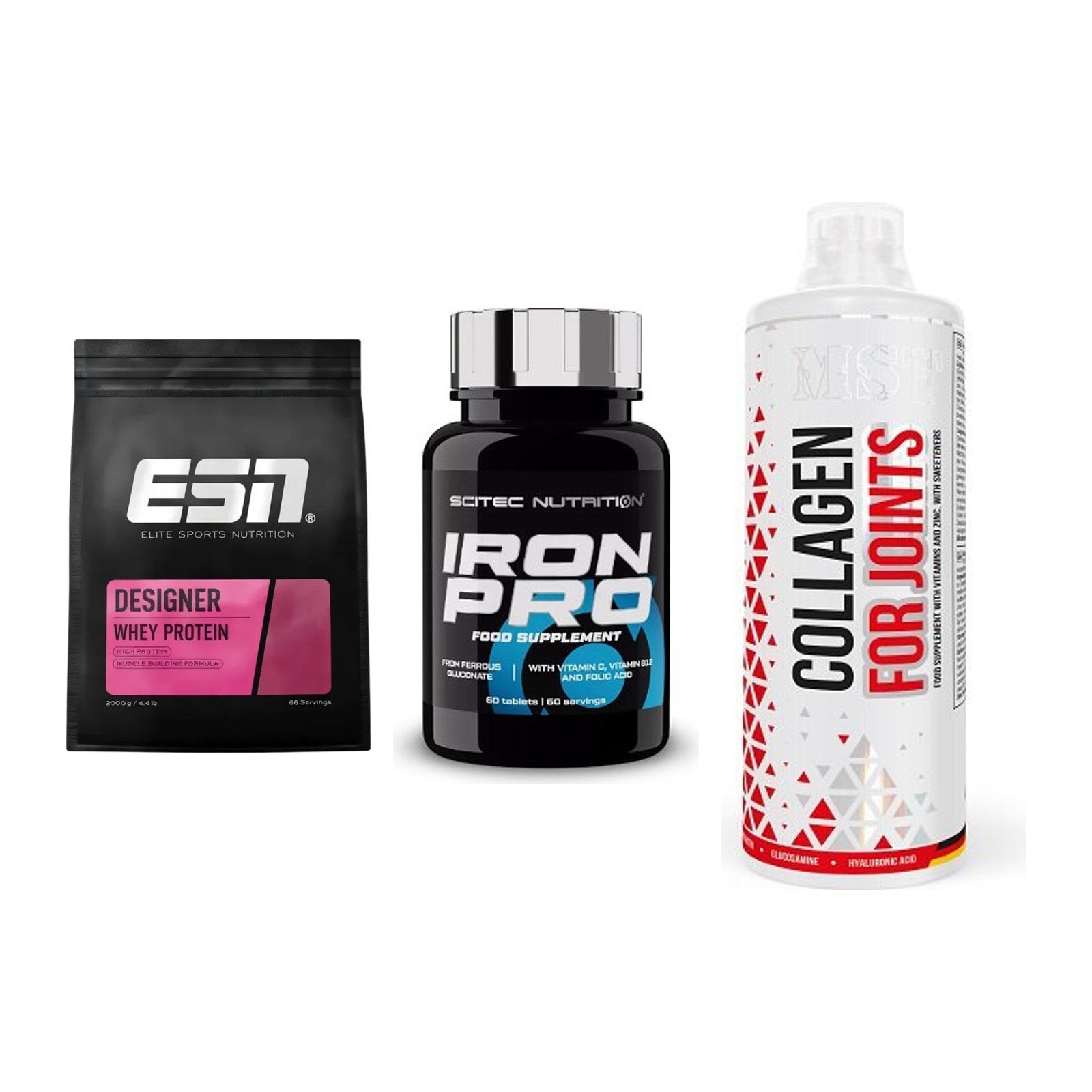 Regenerations-Set: ESN Designer + Scitec Iron Pro + MST Collagen – alle enthaltenen Artikel
