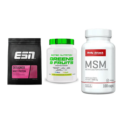 Regenerations-Set: ESN Designer + Scitec Greens + Body Attack MSM – alle enthaltenen Artikel