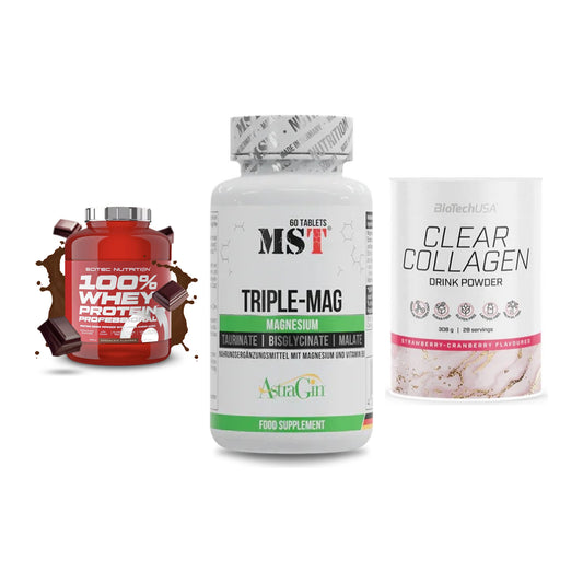 Regenerations-Set: Scitec 100% + MST Tripple Mag + BioTech Clear – alle enthaltenen Artikel