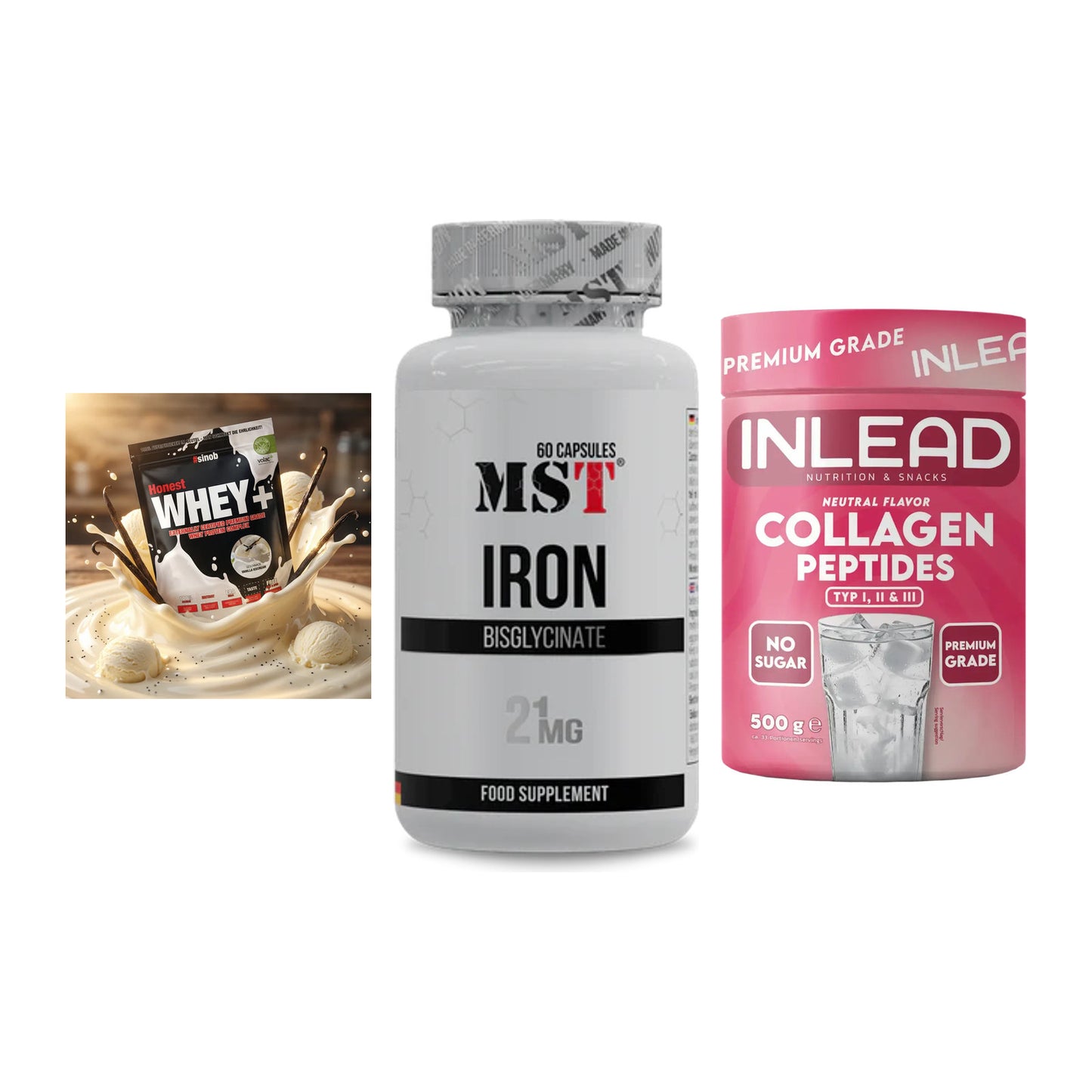 Regenerations-Set: Sinob Honest + MST Iron + INLEAD Collagen – alle enthaltenen Artikel